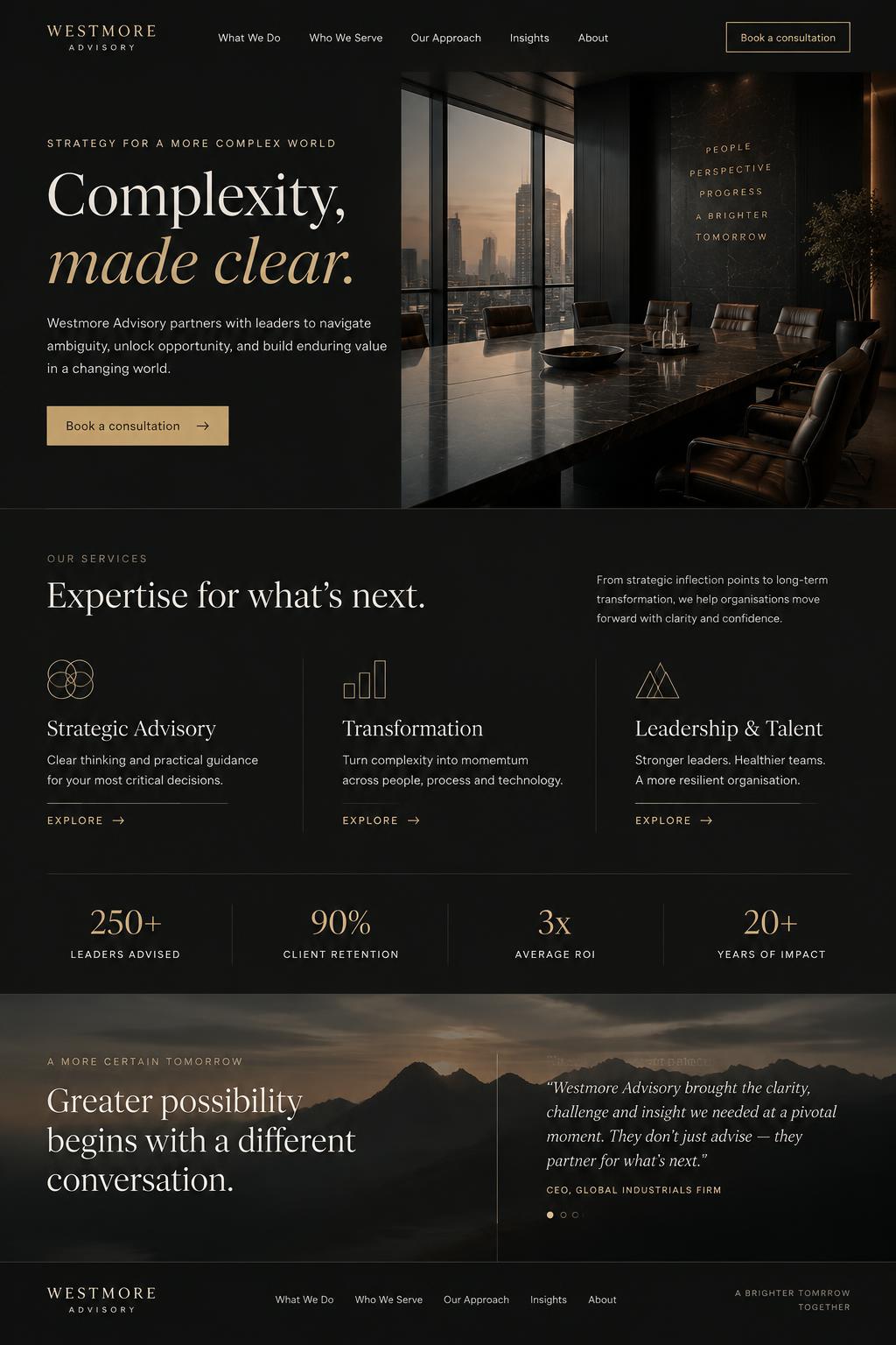 Westmore Advisory homepage concept